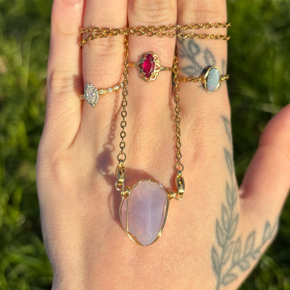 RARE Lavender moon quartz interchangeable necklace - Picture 1 of 4